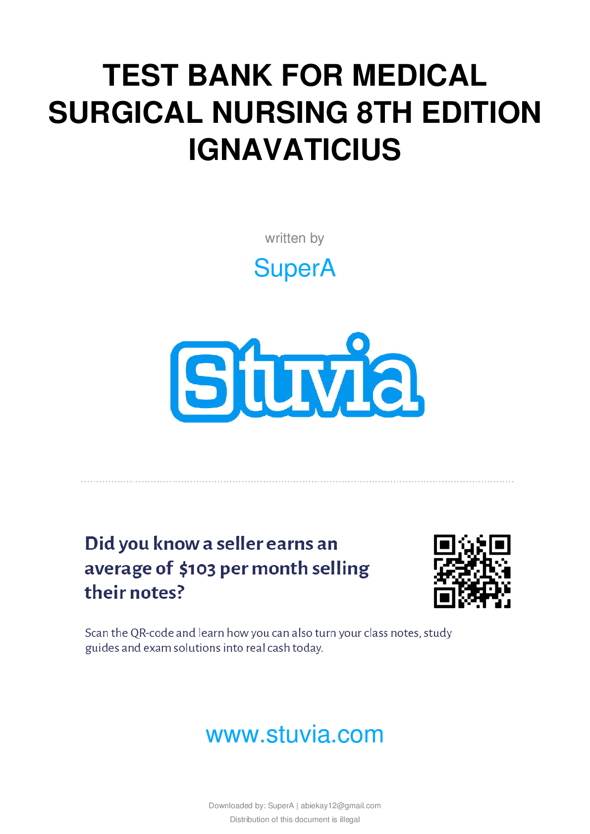 Preview image for TEST BANK FOR MEDICAL SURGICAL NURSING 8TH EDITION IGNAVATICIUS ALL CHAPTERS